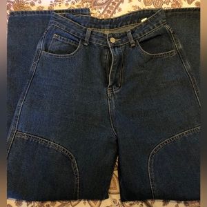 dark blue high waisted jeans
